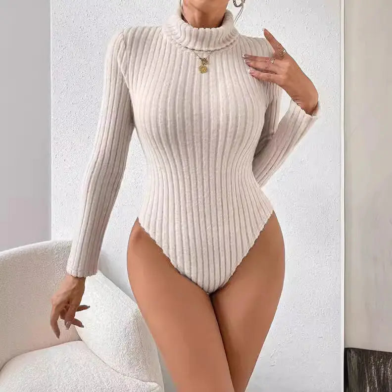 French Style Turtleneck Long Sleeve Knitted Jumpsuit JNi3 shop