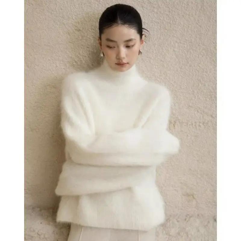 Gray Mohair Turtleneck Sweater For Women Cjdropshipping