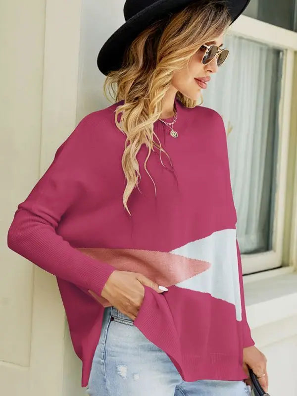 Women's Loose Batwing Sleeve Pullover Sweater Cjdropshipping