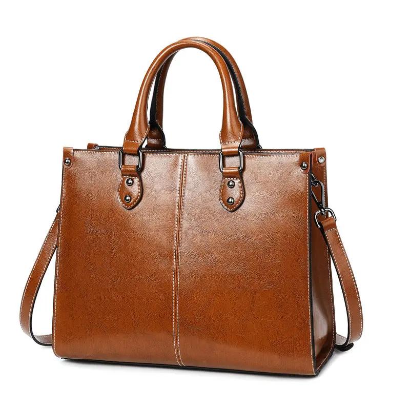 Oil wax stitching leather handbag Cjdropshipping