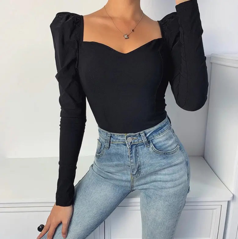 British Style Slim Waist Low-cut Long Sleeves Cjdropshipping