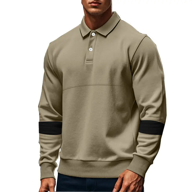 Fashion Long-sleeved Lapel Polo Shirt With Button Men's Loose Casual Sports Top Fall Spring Clothing Dropshipman