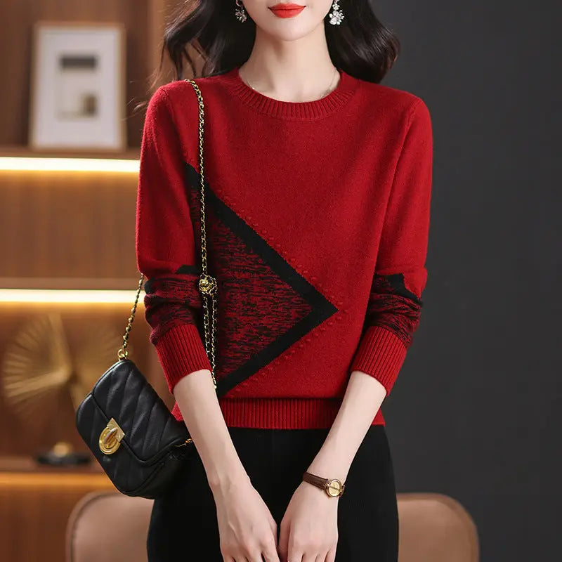 Round Neck Multicolor Sweater Sweaters Women's Clothing Long Sleeve Cjdropshipping