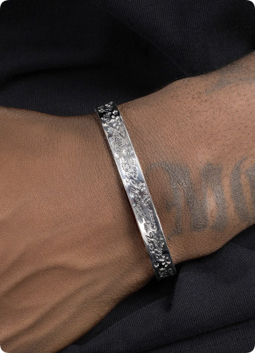 925 Sterling Silver Graffiti Bracelet Men's Hip-hop Retro