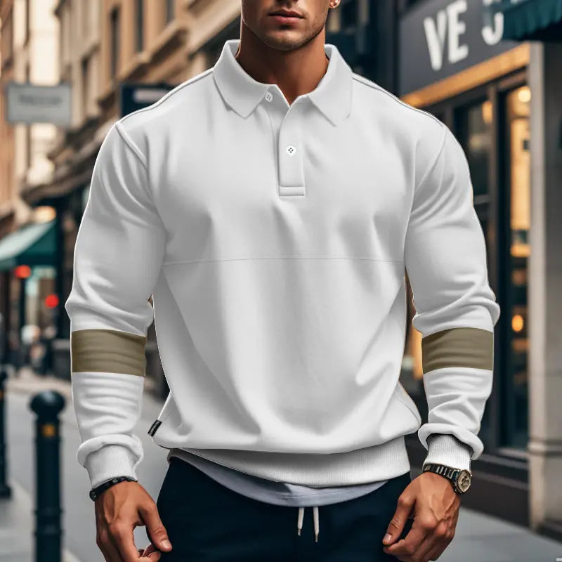 Fashion Long-sleeved Lapel Polo Shirt With Button Men's Loose Casual Sports Top Fall Spring Clothing Dropshipman