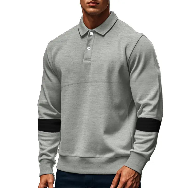 Fashion Long-sleeved Lapel Polo Shirt With Button Men's Loose Casual Sports Top Fall Spring Clothing Dropshipman