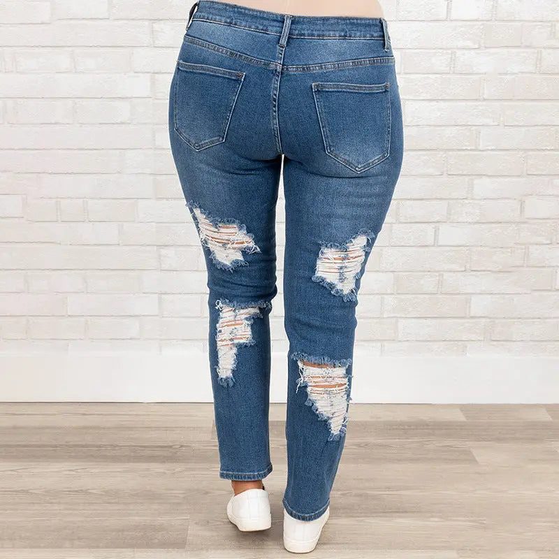 Women's Plus Size Worn Fashion Jeans Women JNi3 shop