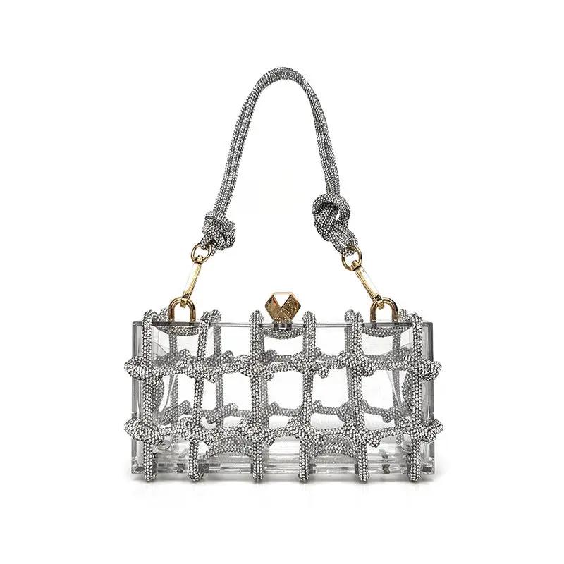 French Sweet Shiny Rhinestone Banquet Small Square Bag Cjdropshipping
