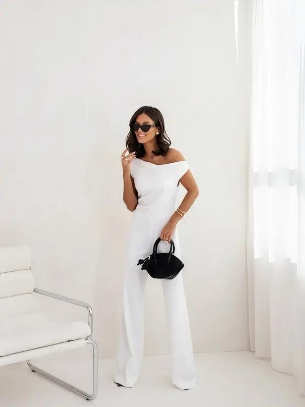 Sexy Jumpsuits For Women Falling Straps Business Rompers Elegant Straight Long Pants Rompers Fastened With A Zipper On The Side. Cjdropshipping