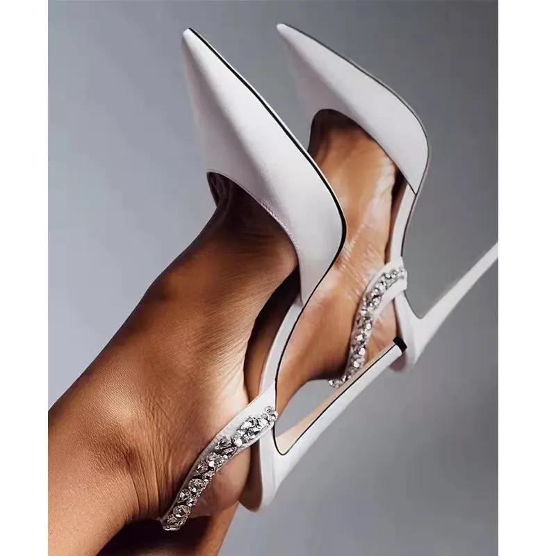 Rhinestone Side Empty Pointed High Heel Light Diamond Sandals Cjdropshipping
