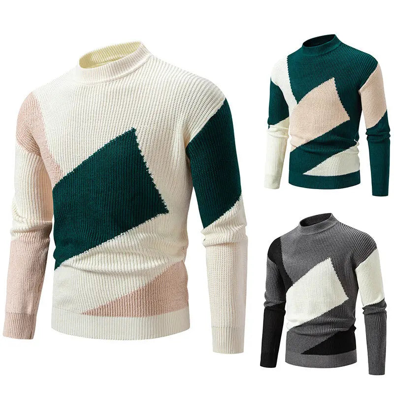 Sweater Men's Round Neck Multicolor Pullover Sweater Cjdropshipping