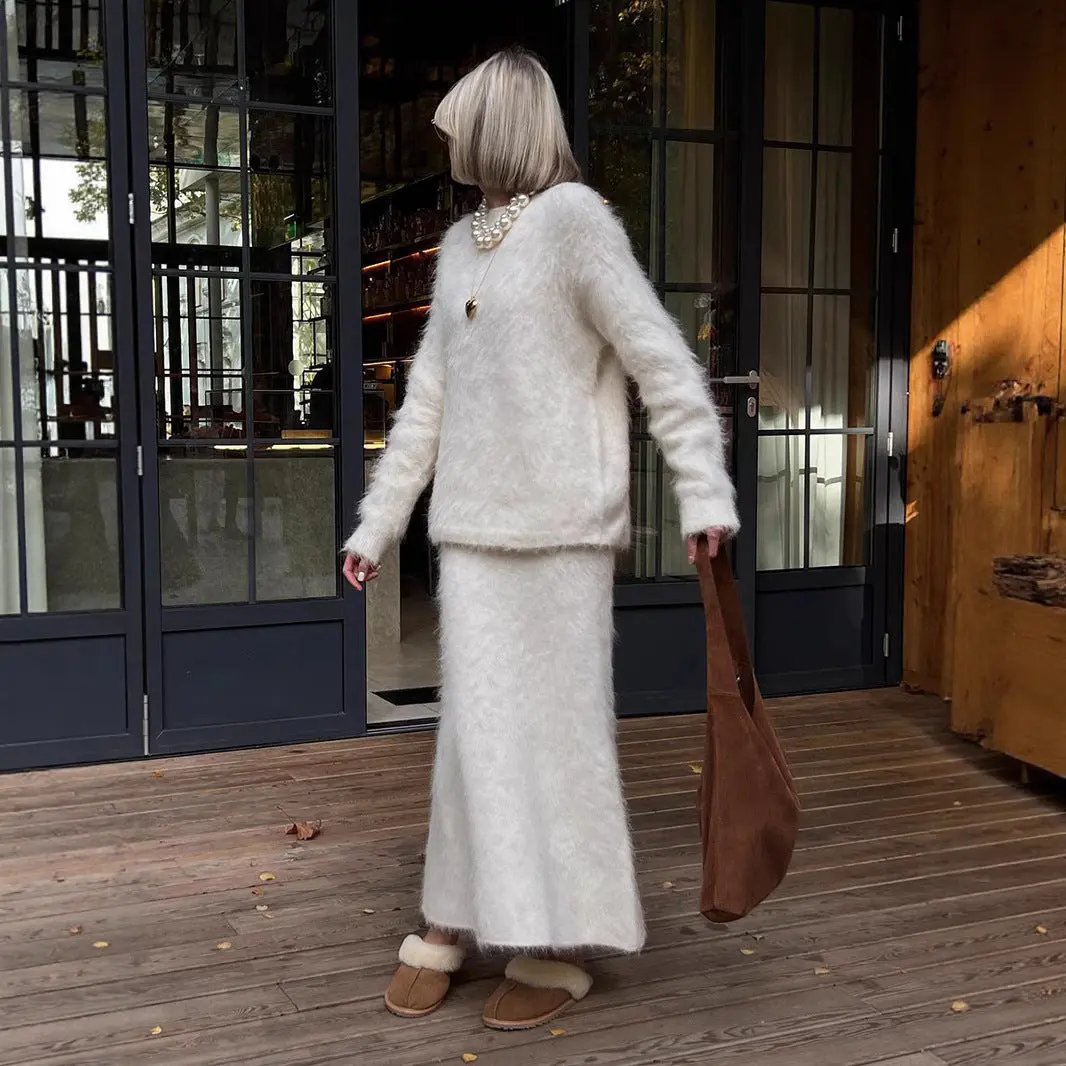 Skirt Suit Women's Knitted Sweater Suit Cjdropshipping