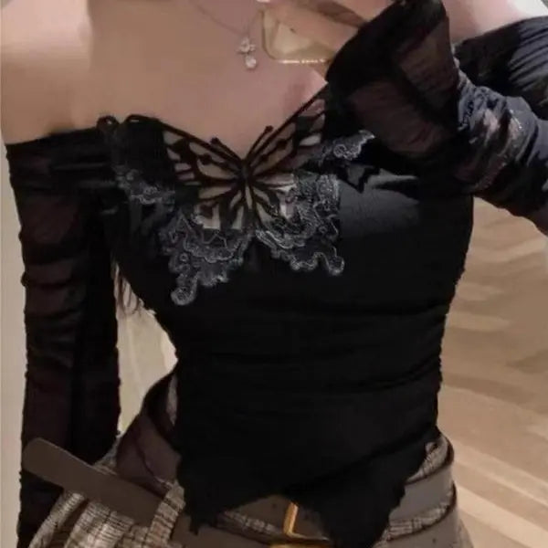 New Shirt Women's Butterfly Embroidery JNi3 shop