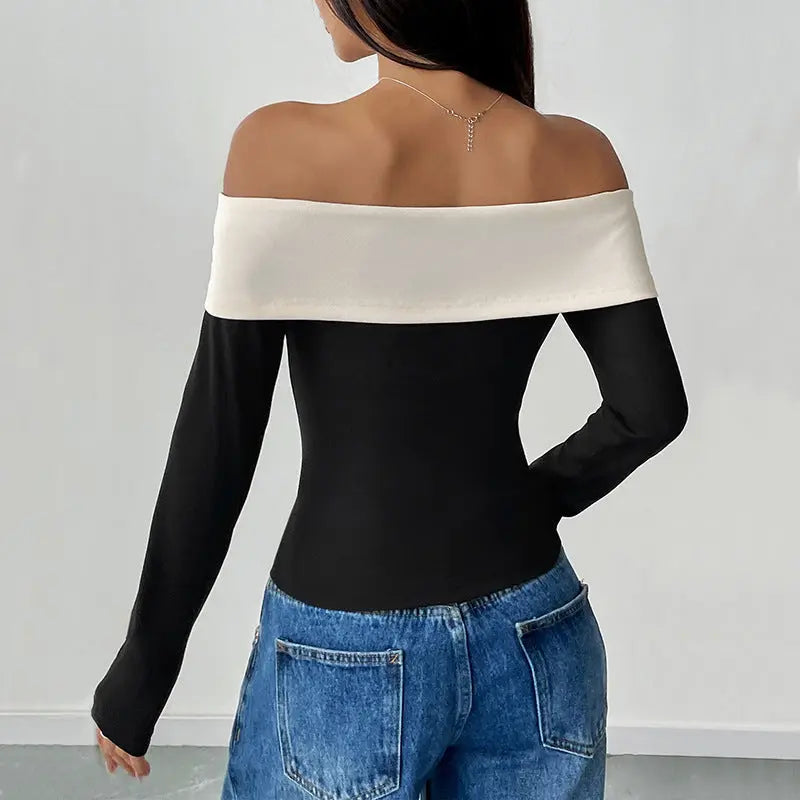 Women's Fashion Off-neck Bow T-shirt JNi3 shop