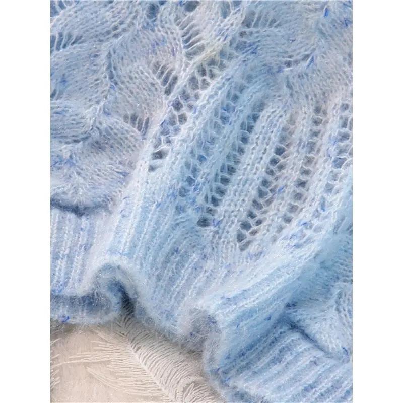 Women's Sweater Pullover Loose Autumn Clothing Retro Twist Hollow Top Short JNi3 shop