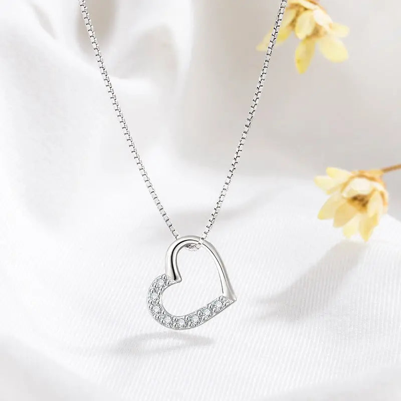 S925 Sterling Silver Love Heart Pendant Necklace For Women Fashion Jewelry Ladies Gold Color Clavicle Chain High Quality Jewelry Gifts JNi3 shop