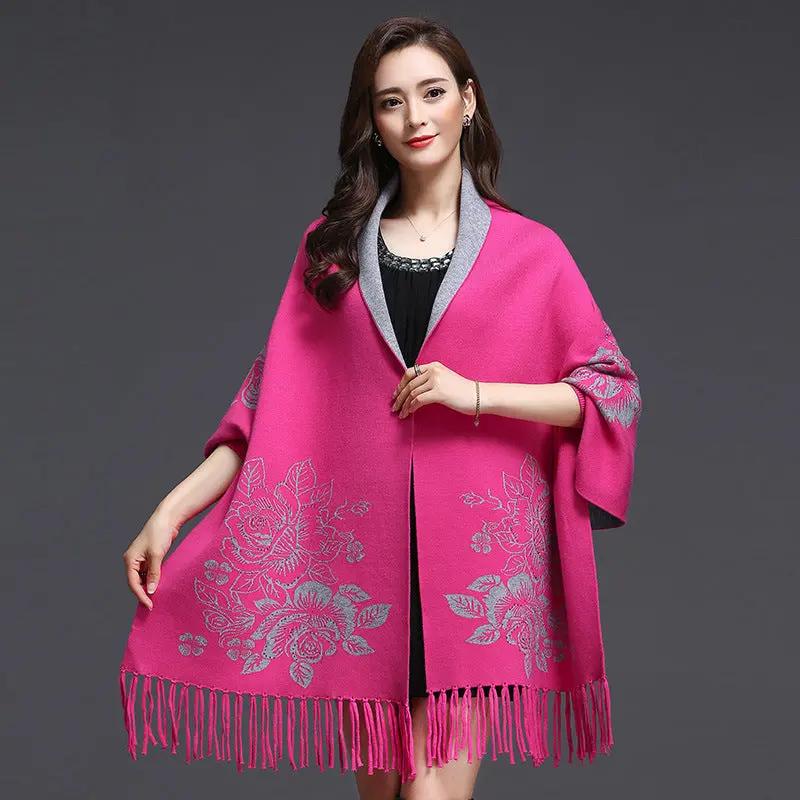 Mid-length Tassels Loose-fitting Knitted Cardigan Thickened Sweater Cashmere Outerwear null