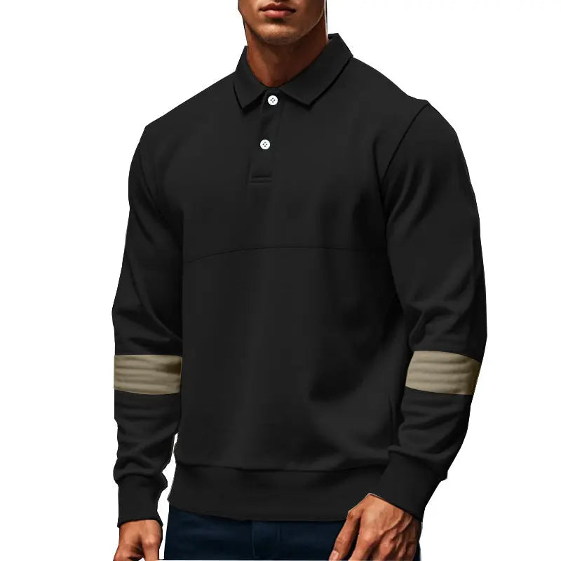Fashion Long-sleeved Lapel Polo Shirt With Button Men's Loose Casual Sports Top Fall Spring Clothing Dropshipman