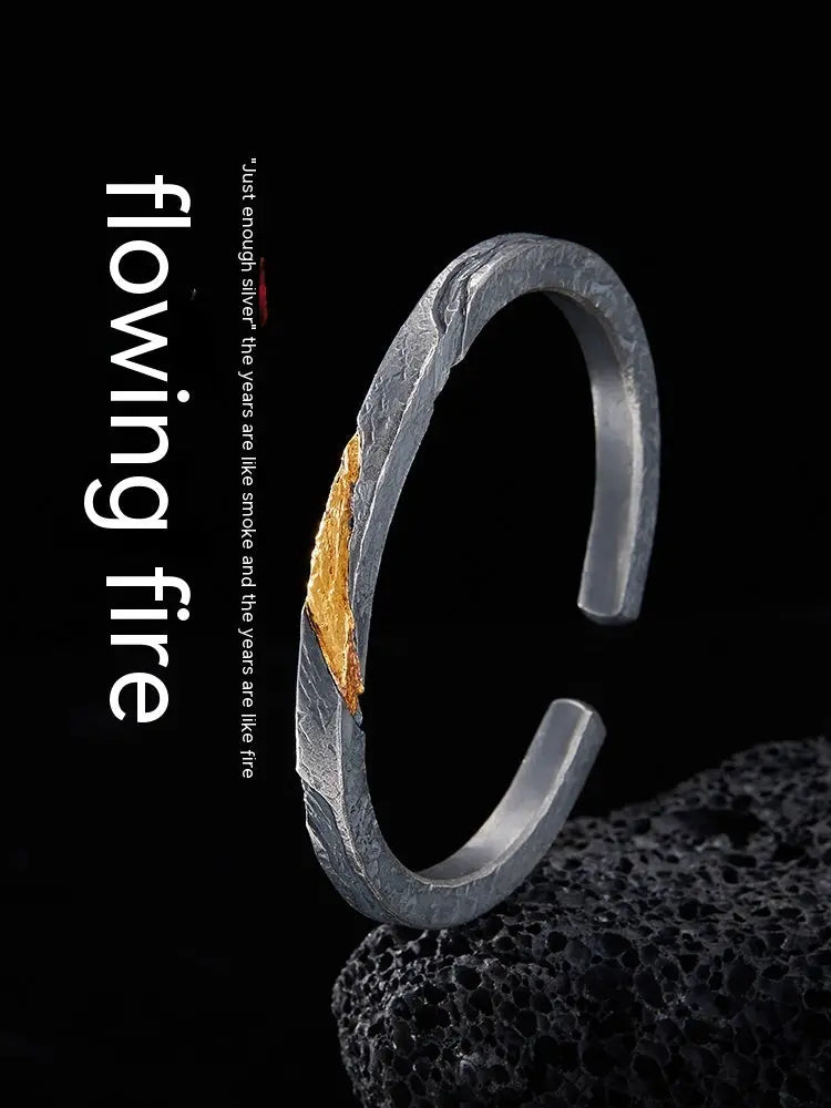 Bracelet Men's Pure Silver Personalized Retro Set In 24K Gold JNi3 shop