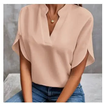 V-neck Graceful And Fashionable Off-the-shoulder Sleeves Women's Top JNi3 shop