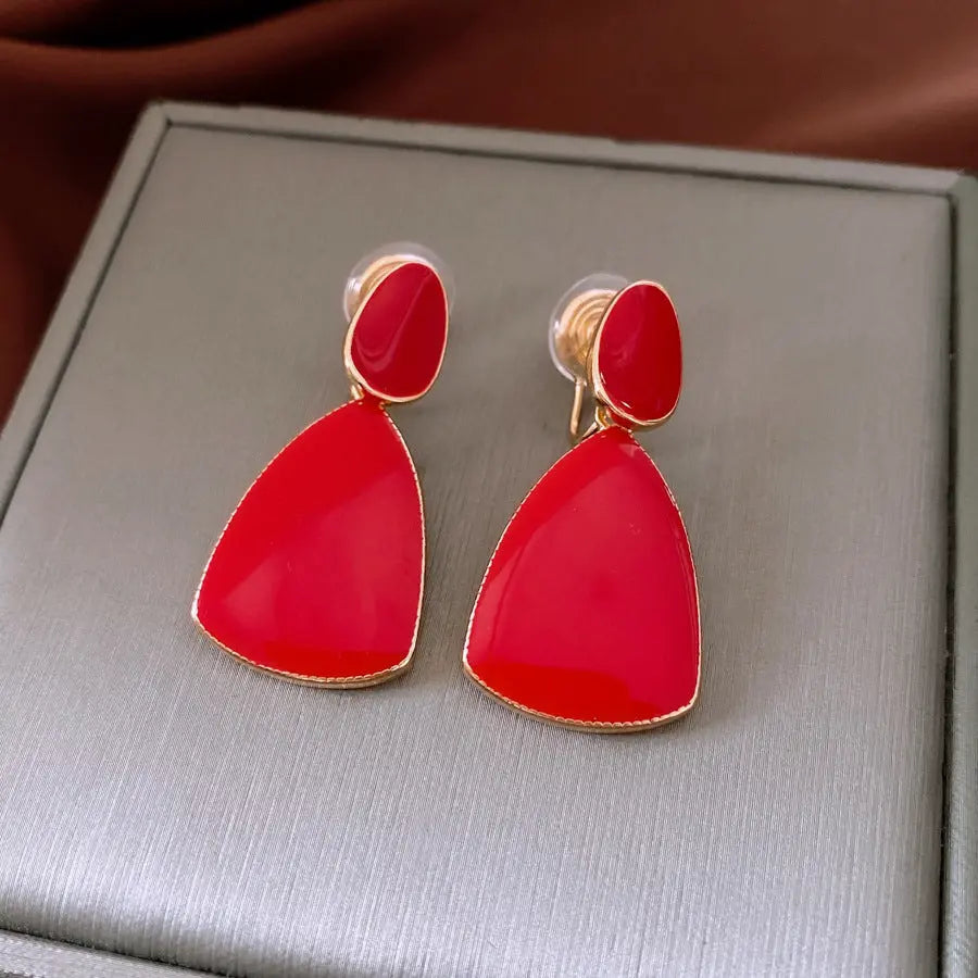 Ankela Red Water Drop Ear Clip Earrings JNi3 shop