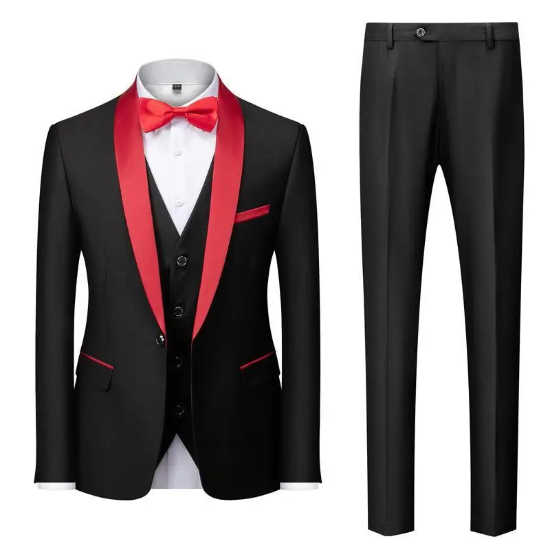 Men's Suit Set Green Fruit Collar Stage Suit Dress Host Performance Bridegroom Best Man Three-piece Suit Cjdropshipping