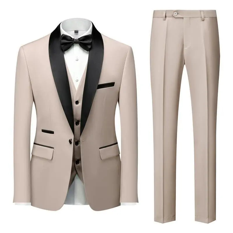 Men's Suit Set Green Fruit Collar Stage Suit Dress Host Performance Bridegroom Best Man Three-piece Suit Cjdropshipping