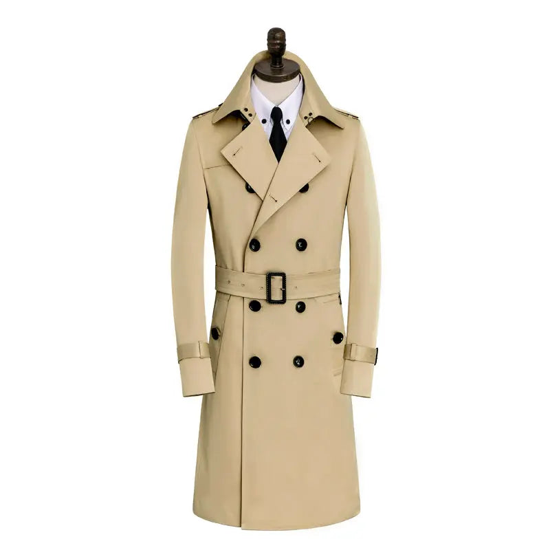 Men's Windbreaker Long Slim Autumn And Winter Coat Waterproof Leisure Medium Length JNi3 shop