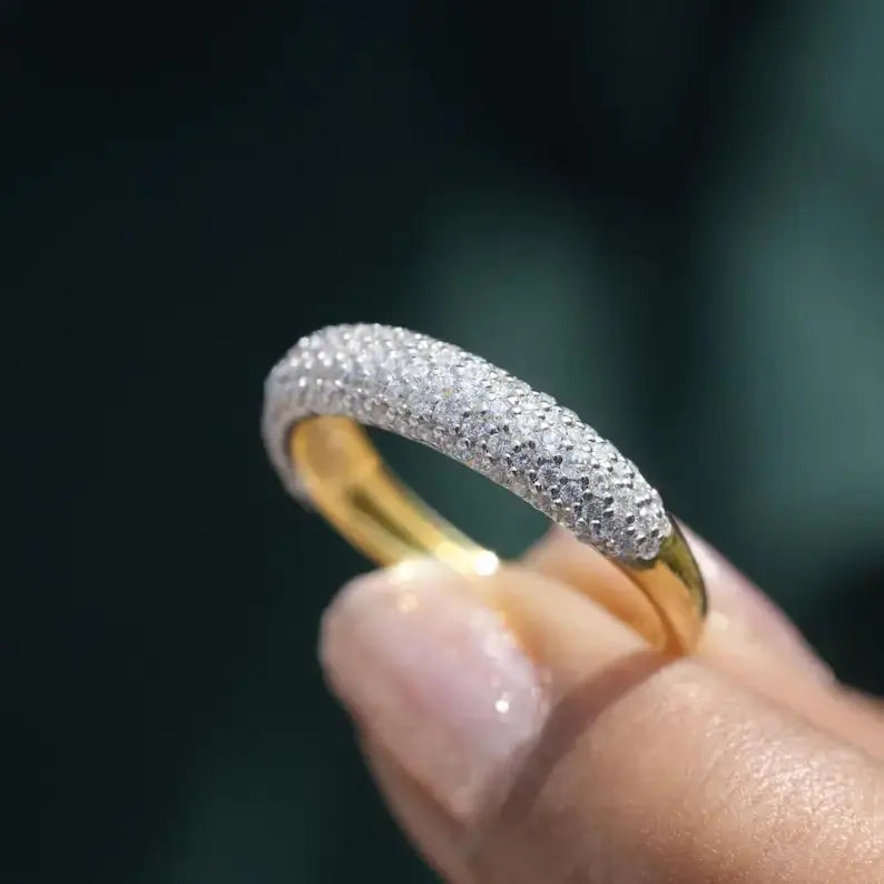 Half Eternity Original Round Cut Moissanite Diamond Minimalist Ring 925 Silver JNi3 shop