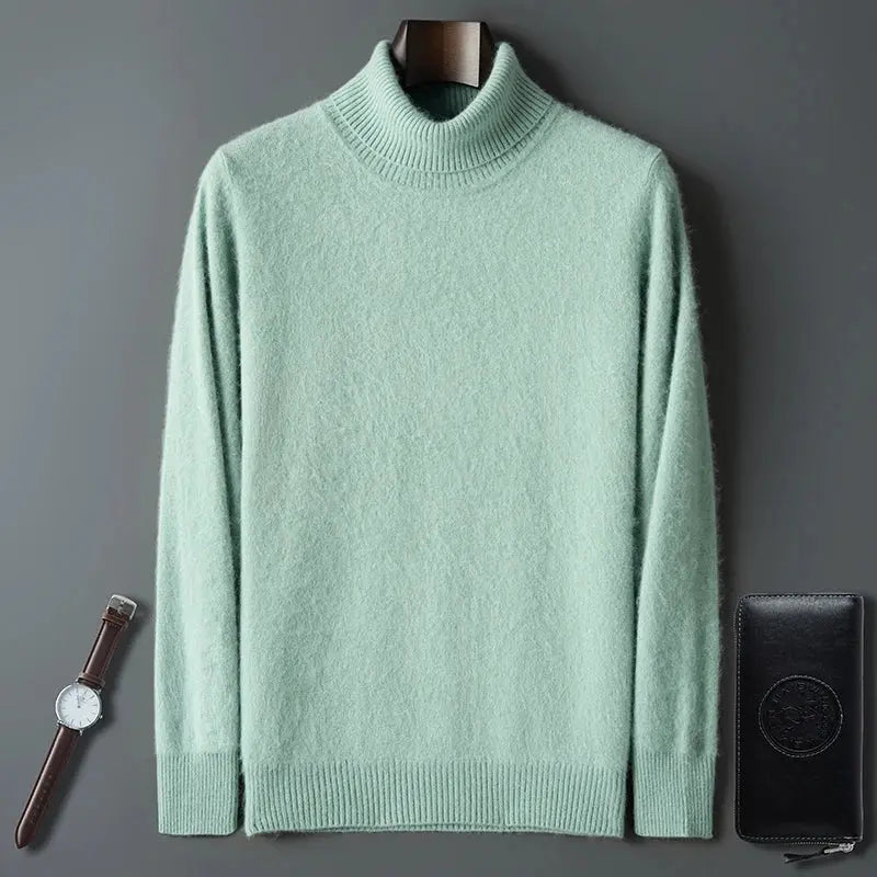 100% Male Mink Cashmere Sweater Solid Color Turtleneck Thick Autumn And Winter Loose Large Size Turtleneck Wool Bottoming Shirt JNi3 shop