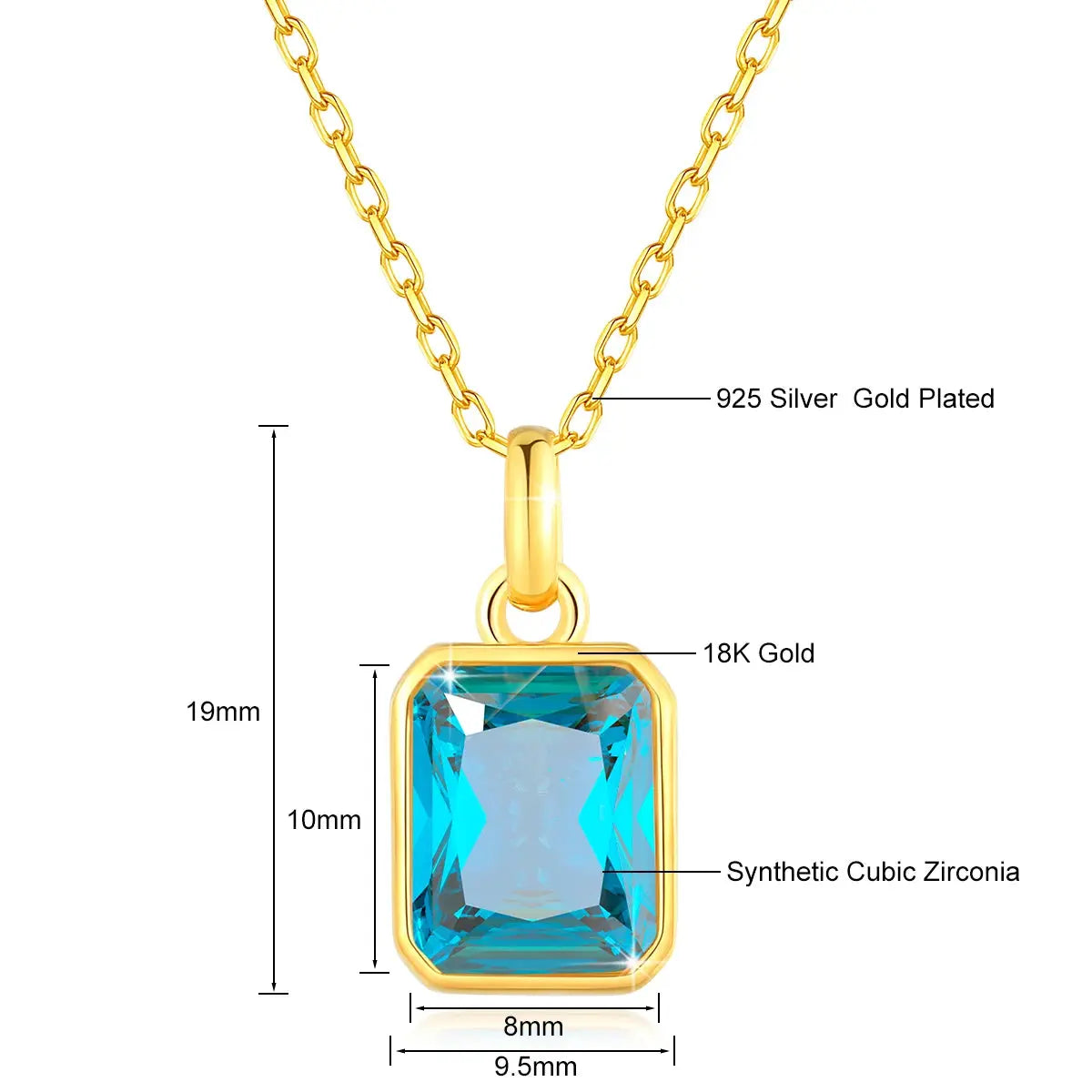 100% Real 18k Gold Necklace Pendant Women 8*10mm Blue Stone AU750 K Gold Jewelry With Certificate Wedding Anniversary Gift Sale JNi3 shop