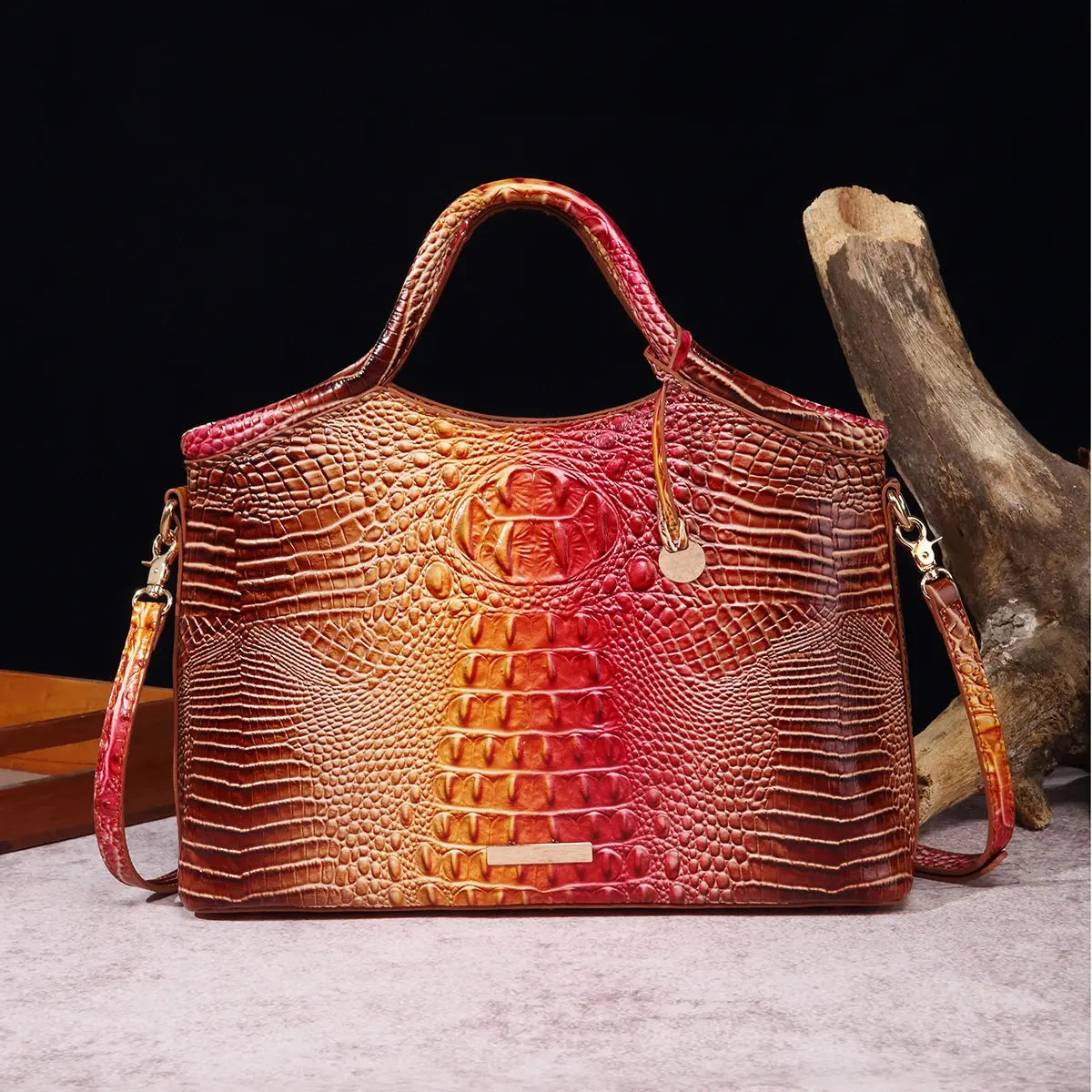crocodile pattern colorful solid color high-end retro women's handbag JNi3 shop