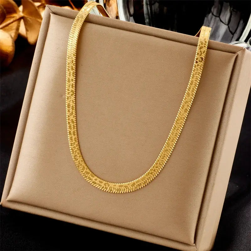 DIEYURO 316L Stainless Steel Gold Color Snake Chain Necklace Bracelets For Women Girl New Waterproof Jewelry Set Wedding Gift JNi3 shop