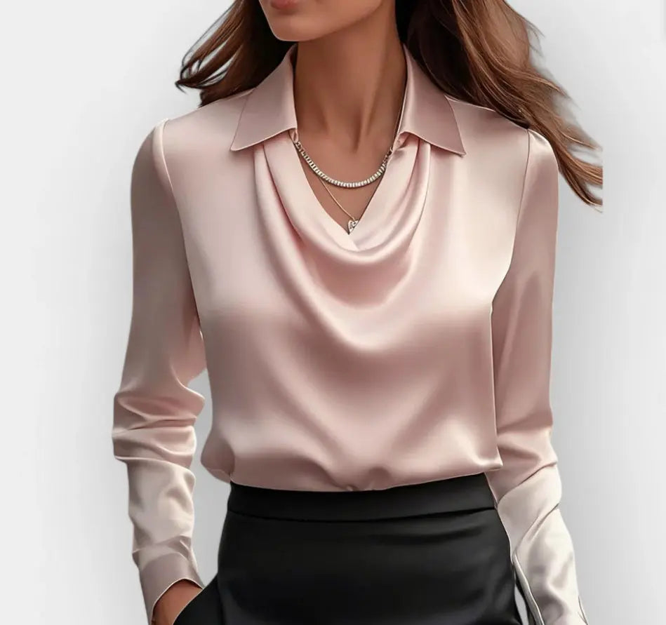 Women's Fashion Long Sleeve Irregular Collar Drape Shirt JNi3 shop