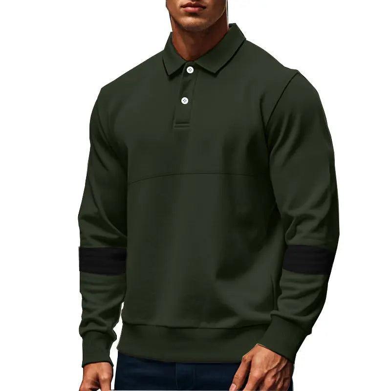 Fashion Long-sleeved Lapel Polo Shirt With Button Men's Loose Casual Sports Top Fall Spring Clothing Dropshipman