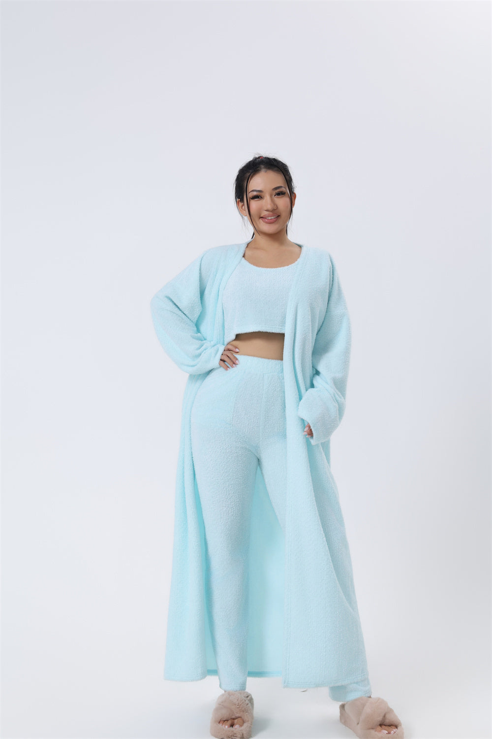 Cozy Pajama Set, 3 Piece Lounge Set, Cute Loungewear, Warm Suit Sets, Matching Set, Lounge Set, 3 Piece Pant Sets, Women Winter Dress Cjdropshipping