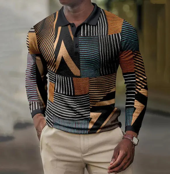 Men's 3D Printing Casual Retro Long Sleeve Top Cjdropshipping