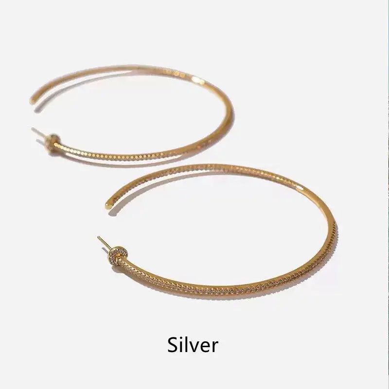 Large Circle Exaggerated Statement Full Diamond Earrings JNi3 shop