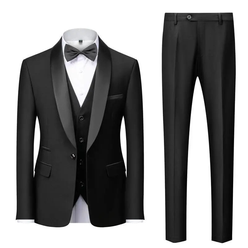 Men's Suit Set Green Fruit Collar Stage Suit Dress Host Performance Bridegroom Best Man Three-piece Suit Cjdropshipping