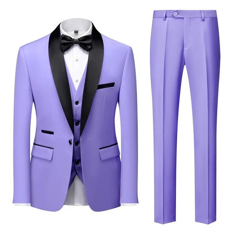 Men's Suit Set Green Fruit Collar Stage Suit Dress Host Performance Bridegroom Best Man Three-piece Suit Cjdropshipping