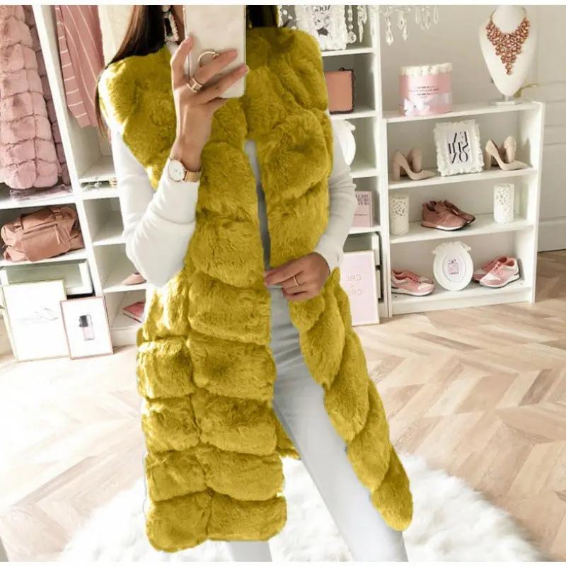 Fur Long Vest Cotton-padded Coat null