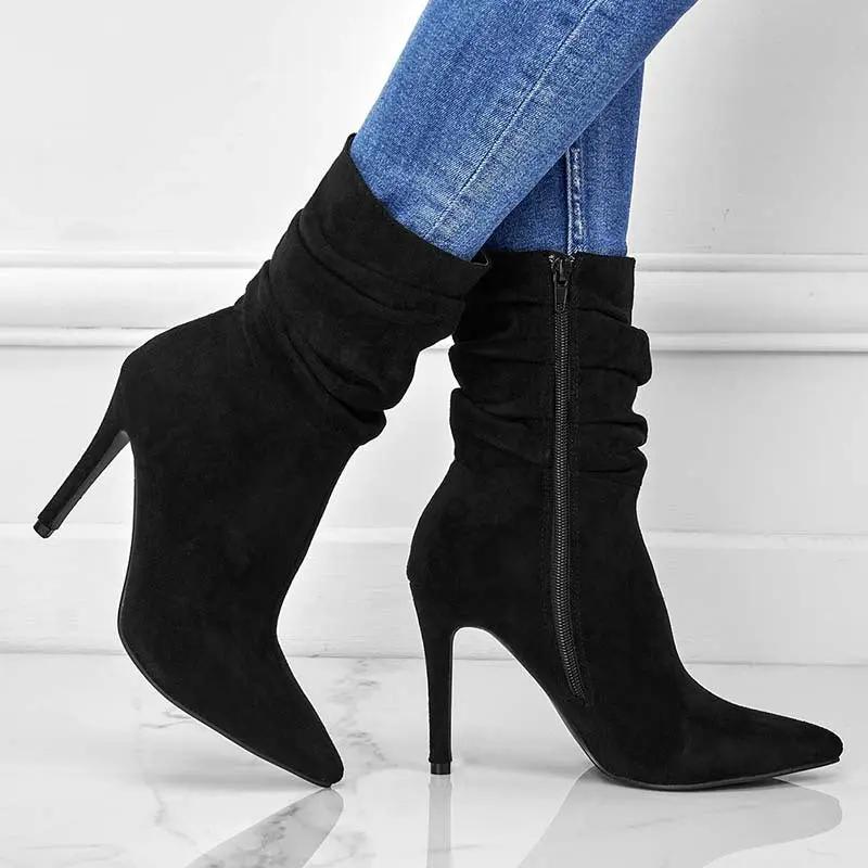 Women's Fashion Suede Pointed High Heels Boots Cjdropshipping