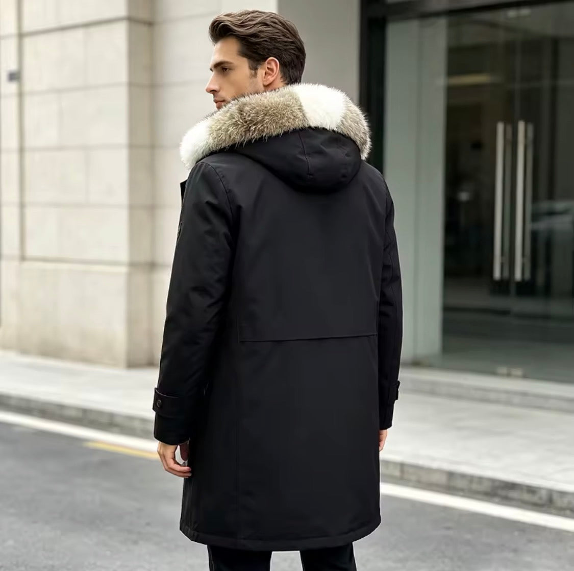 Men's Real Coyote Fur Parka – Luxury Winter Hooded Jacket with Genuine Fur Trim