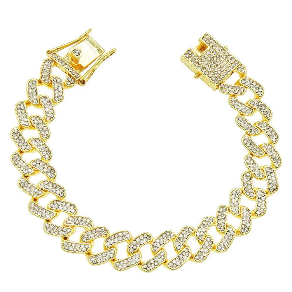 Men's Full Diamond Cuban Bracelet Bracelet JNi3 shop