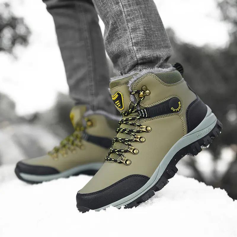 Winter Snow Boots Men Warm Plush Ankle Boots Hiking Lace-up Shoes Cjdropshipping