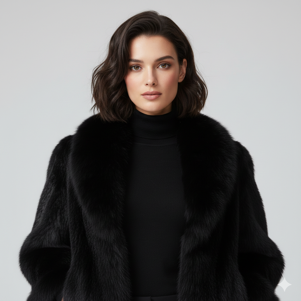 Vintage Black Mink Fur 3-Piece Set | Coat, Hat & Purse