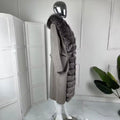 Long Luxury Wool & Cashmere Blend Coat for Women – Winter Warmth with a Genuine Silver Fox Fur Trim & Belted Waist