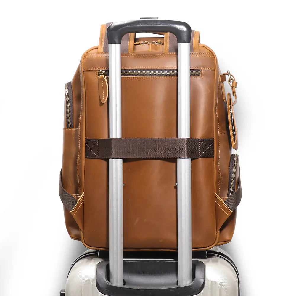 Retro Leather Backpack Trolley Case JNi3 shop