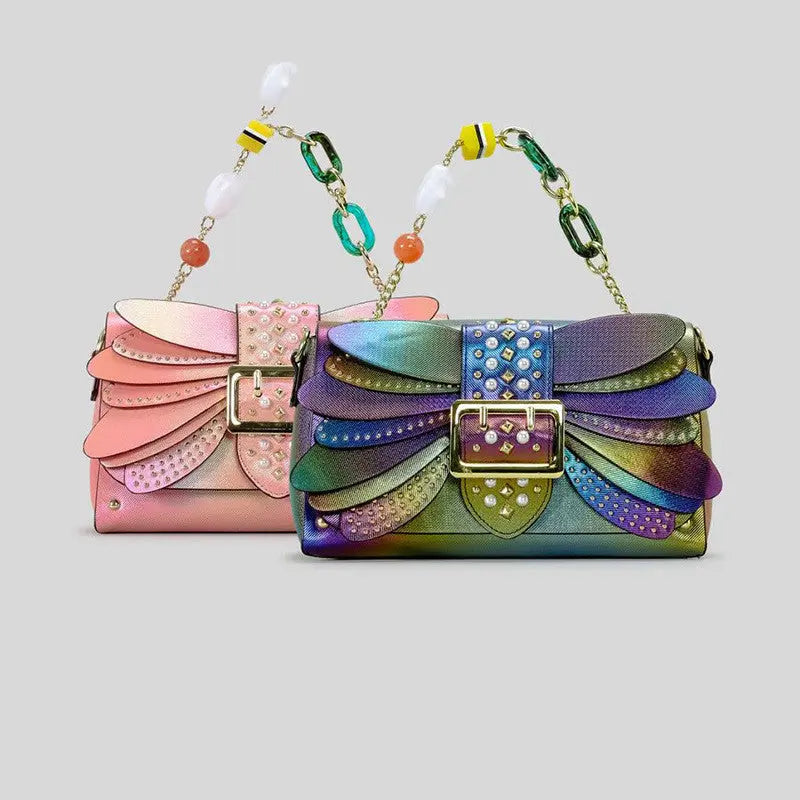 Contrast Color Heavy Industry Manual Rivet Butterfly Wings Handbag Cjdropshipping