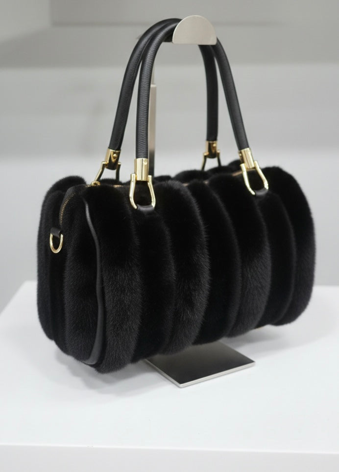 Vintage Black Mink Fur 3-Piece Set | Coat, Hat & Purse